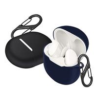 easyBee - Custodia protettiva per Google Pixel Buds A-Series/Pixel Buds di 2a generazione [con 2 moschettoni], in silicone liquido, ultra sottile, antiurto, custodia per cuffie Bluetooth, colore: Nero