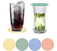 easyBee Set di 4 sottobicchieri in silicone, sottobicchieri rotondi, sottobicchieri da birra, sottobicchieri per yogurt, antiscivolo, resistenti al calore, utilizzabili su entrambi i lati, giallo