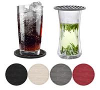 easyBee Set di 4 sottobicchieri in silicone, sottobicchieri rotondi, sottobicchieri per birra, yogurt, antiscivolo, resistenti al calore, utilizzabili su entrambi i lati, colore beige, nero, grigio