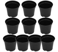 EasyByMall Confezione da 10 vasi per piante in plastica nera, contenitori di diverse dimensioni con drenaggio a 2 livelli, resistenti alle intemperie, vasi da fiori stampati a iniezione per interni ed