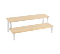 EasyByMall Espositore a scala multistrato in legno acrilico, 1-5 strati in legno, efficiente stoccaggio per esporre oggetti da collezione e cosmetici (2 strati 40 cm)