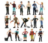 EasyByMall Figure dipinte dell'agricoltore e del pastore per i layout del treno del modello, simulazione del PVC che sta persone per la piattaforma della stazione ferroviaria e la scena dell'azienda