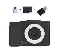EasyByMall Fotocamera digitale 4K, videocamera HD Vlogging da 64 MP con schermo flip a 180°, sensore CCD zoom 16X, fotocamera leggera per studenti, principianti, viaggi, supporta schede TF