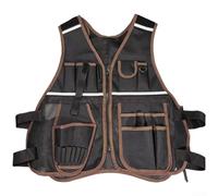 EasyByMall Gilet multifunzionale per attrezzi, 1 confezione da 1 gilet da lavoro resistente, multi-tasca per l'organizzazione, tessuto Oxford 600D traspirante con strisce riflettenti, falegnami