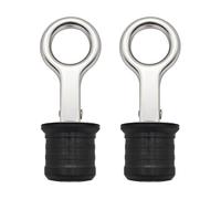 EasyByMall Guarnizione per scarico in acciaio inox e gomma, per barche e rulli da prato, 3,8 cm, nero, confezione da 2