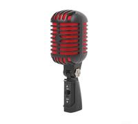EasyByMall Microfono dinamico per karaoke per canto, in metallo, stile vintage, portatile, wireless, compatibile con canto karaoke, performance teatrali (nero)