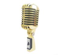 EasyByMall Microfono vocale dinamico retrò vintage - super-cardioide per esibizioni dal per vivo e registrazione in studio, microfono classico swing karaoke (oro)
