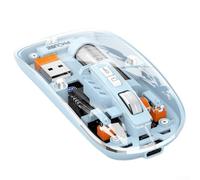 EasyByMall Mouse wireless M233 trasparente con tasto muto, per un'esperienza di viaggio e ufficio senza interruzioni (blu)