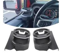 EasyByMall Portabicchieri sinistro e destro per Jeep Wrangler JL & Gladiator JT 2018-2024, sottobicchieri per auto in ABS nero e argento