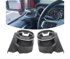 EasyByMall Portabicchieri sinistro e destro per Jeep Wrangler JL & Gladiator JT 2018-2024, sottobicchieri per auto in ABS nero e argento