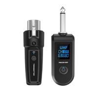 EasyByMall Wireless Guitar System UHF XLR Adapter Transmitter Receiver Set per Mic Audio Mixer PA, 20CH 550-573MHz, 30-50m Range, Nero
