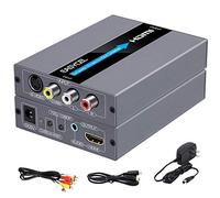 EASYCEL Convertitore da RCA Svideo a HDMI con cavi, Composito AV a HDMI, Ingresso RCA S-video Uscita HDMI con 3.5mm Jack Audio(Alluminio)