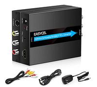 EASYCEL Convertitore HDMI a S-video e RCA Con Cavi, Adattatore AV CVBS Composito, Ingresso HDMI Uscita RCA + S-video (Alluminio)