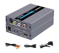 EASYCEL Convertitore RCA S-Video a HDMI, RCA Composite CVBS AV o S-Video + R/L Audio Ingresso a HDMI Uscita Upscale Convertitore, Supporta 720P / 1080P Interruttore di uscita per N64, PS2, Wii, DVD