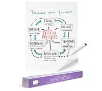 EASYCLING Magique Flipchart Foil, pellicola elettrostatica per tutte le superfici dure, aderisce senza adesivi o magneti, 25 fogli e 1 pennarello incluso, 60 cm x 80 cm