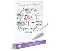 EASYCLING Magique Flipchart Foil, pellicola elettrostatica per tutte le superfici dure, aderisce senza adesivi o magneti, 25 fogli e 1 pennarello incluso, 60 cm x 80 cm (Gridded)