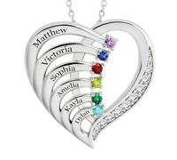 Easycosy Collana Personalizzata con Nome Inciso, Ciondolo a Cuore Personalizzato, Collana da Donna in Argento 925 per Mamma, Amica, Lei, Bambina, Regalo Festa della Mamma(6 nome)