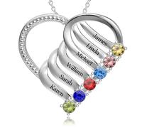 Easycosy Collana Personalizzata con Nome Inciso, Ciondolo Mamma a Cuore Personalizzato, Collana da Donna in Argento 925, Idee Regalo per Donna, Amica, Lei, Bambina(6 nomi)