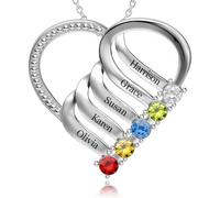 Easycosy Collana Personalizzata con Nome Inciso, Ciondolo Mamma a Cuore Personalizzato, Collana da Donna in Argento 925, Idee Regalo per Donna, Amica, Lei, Bambina(5 nomi)