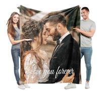 Easycosy Coperta Personalizzata con Foto e Testo, Plaid Personalizzato - Idea Regalo per Coppie, Coperta in Flanella Ultra Morbida, Regali per Lui Lei, Può Essere Aggiornato in Lana di Agnello