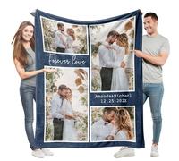 Easycosy Coperta Personalizzata con Foto e Testo, Plaid Personalizzato - Idea Regalo per Coppie, Coperta in Flanella Ultra Morbida, Regali per Lui Lei, Può Essere Aggiornato in Lana di Agnello