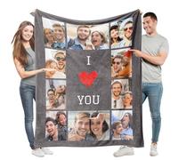 Easycosy Coperta Personalizzata con Foto e Testo, Plaid Personalizzato - Idea Regalo per Coppie, Coperta in Flanella Ultra Morbida, Regali per Lui Lei, Può Essere Aggiornato in Lana di Agnello