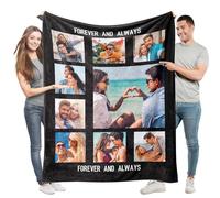 Easycosy Coperta Personalizzata con Foto e Testo, Plaid Personalizzato - Idea Regalo per Coppie, Coperta in Flanella Ultra Morbida, Regali per Lui Lei, Può Essere Aggiornato in Lana di Agnello