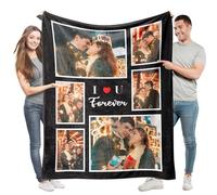 Easycosy Coperta Personalizzata con Foto e Testo, Plaid Personalizzato - Idea Regalo per Coppie, Coperta in Flanella Ultra Morbida, Regali per Lui Lei, Può Essere Aggiornato in Lana di Agnello