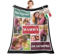 Easycosy Coperta Personalizzata con Foto, plaid personalizzato in Flanella, Coperte Personalizzate, Idee Regalo 2026 per Donna, Consegna media entro cinque giorni(6foto-1)