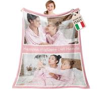Easycosy Coperta Personalizzata con Foto, plaid personalizzato in Flanella, Coperte Personalizzate, Idee Regalo 2026 per Donna, Consegna media entro cinque giorni(2foto-1)