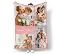 Easycosy Coperta Personalizzata con Foto, Plaid Personalizzato per Donna, Uomo, Coppia e Famiglia, Festa della Mamma Idee Regalo, Regali Originali - 4 Foto