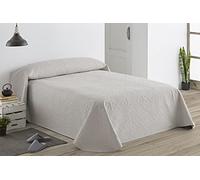 EasyCosy - Copriletto Trapuntato Reversibile Bouti FLORAL, Copriletti 90-190x270cm. Avorio/Beige.