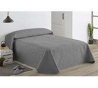 EasyCosy - Copriletto Trapuntato Reversibile Bouti FLORAL, Copriletti 90-190x270cm. Grigio/Grigio Chiaro.