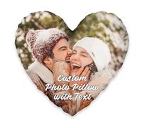Easycosy Cuscino Personalizzato con Foto e Testo, Stampa Fronte-Retro Federa per Cuscino Personalizzata a Forma di Cuore 40x40, Festa del Mamma Idee Regalo, Regali Personalizzato per Donna, Uomo