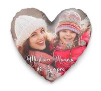 Easycosy Cuscino Personalizzato con Foto e Testo, Stampa Fronte-Retro Federa per Cuscino Personalizzata a Forma di Cuore 45x45, Festa del Mamma Idee Regalo, Regali Personalizzato per Donna, Uom