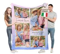 Easycosy Festa della Mamma Coperta Personalizzata con Foto, Coperta in Flanella Ultra Morbida, Plaid Personalizzato - Idee Regalo 2026 per Donna Uomo, 100% Made In Italy(4 Foto&Testo - 2)