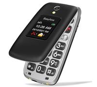 Easyfone Prime-A1 Pro 4G GSM Telefono Cellulare a conchiglia per Anziani, Telefono Cellulare con Tasti Grandi, Funzione SOS, Dual HD IPS Display, Base di ricarica, 1500mAh Batteria (Nero)