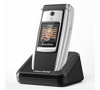 Easyfone T300 4G Telefono Cellulare a conchiglia per Anziani, Telefono Cellulare con Tasti Grandi, Funzione SOS, Dual HD IPS Display, Base di ricarica, 1500mAh Batteria (Nero)