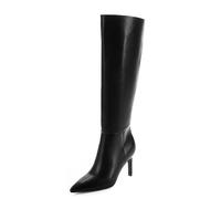 Easyfox Stivali Alti al Ginocchio da Donna a Punta Con Tacco Stiletto 3 In, Cerniera Laterale, Nero, 41 EU