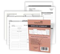 EASYGENIE Genealogy Stories Kit: Worksheets, Charts, and Forms to Preserve Family History and Ancestry (30 Sheets)