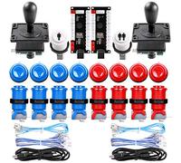 Easyget Classic Arcade Game DIY Parts for Mame USB Cabinet 2x Zero Delay USB Encoder + 2x 8 Way Classic Arcade Joystick + 18x Classic Arcade Push Button (Including 1p / 2p Start Push Button) Blue + Red Color Kits by Easyget
