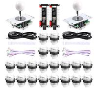 Easyget - Kit arcade LED per 2 giocatori, 2 X Zero Delay USB Encoder + 2 x Joystick + 20 x LED pulsanti Arcade per PC, Windows, MAME, Raspberry Pi Arcade fai da te (2 giocatori, kit bianco)