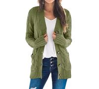 Easygou Cardigan da donna con bottoni e cappotto, lavorato a maglia grossa, maglione oversize morbido a maniche lunghe, aperto sul davanti, con tasca morbida (Amy Green, L)