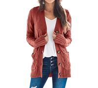 Easygou Cardigan da donna con bottoni, maglione a maglia grossa, maglione oversize morbido a maniche lunghe aperto sul davanti con tasca morbida