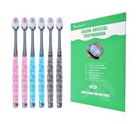 EasyHonor Spazzolini da denti morbidi, spazzolini da denti per adulti con setole medie con cristallo colorato alla moda e manico antiscivolo e setole a testa larga e foro quadrato, spazzolino morbido