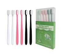 EasyHonor Spazzolino da denti extra morbido per gengive sensibili, spazzolino manuale in micro pelliccia, 20000 setole morbide per donne incinte, anziani, ecc. (2 nero, 2 bianco, 2 rosa, setole