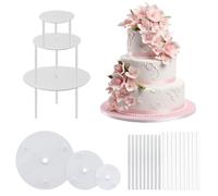 EASYKEENECOM 18 bastoncini di tassello per 'torta' a più livelli con 3 piatti supporto e supporto per gradini