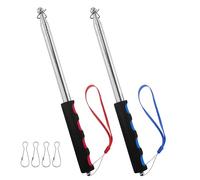 EASYKEENECOM 2 Pezzi Asta Telescopica per Bandiera, 2m Telescopica per della Bandiera Asta della Bandiera Acciaio Inox Asta Bandiera Telescopica con 4 Clip per Guide Turistiche, Campeggio, Insegnanti