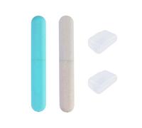 EASYKEENECOM 2 pezzi astuccio per spazzolini da denti, custodia portatile per spazzolino da denti, scatola ecologica, adatta per viaggi, famiglia (grigio e verde)