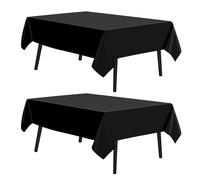 EASYKEENECOM 2 Pezzi Tovaglia Rettangolare, Tovaglia Tessuto Decorativo Tovaglia Tovaglia Rettangolare in Poliestere Lavabile Tovaglie per Matrimonio, Festa, Banchetto (145 * 275 cm) (Nera)